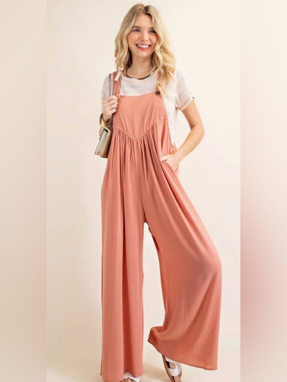 Kori Dusty Rose Wide-Leg Jumpsuit